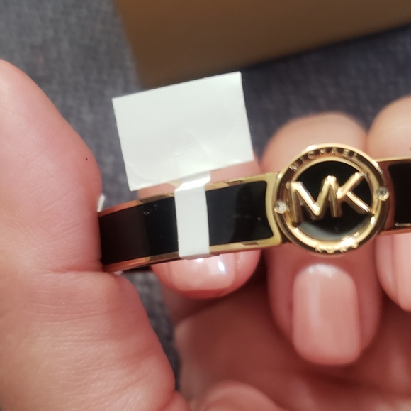 Michael Kors Stainless Steel and Enamel MK Logo Bangle Bracelet for Women - Picture 11 of 11